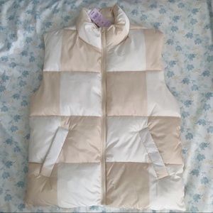 Wild Fable Beige Patchwork Oversized Puffer Vest